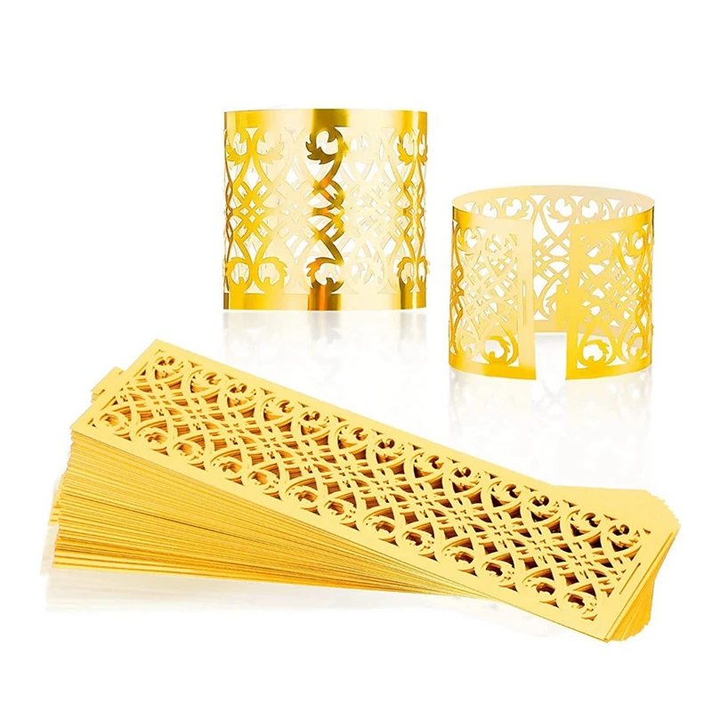 150 Stück Servietten ringe Einweg-Servietten bänder für Handtuch Esstisch Einstellungen Dekor Hochzeits feier Gold