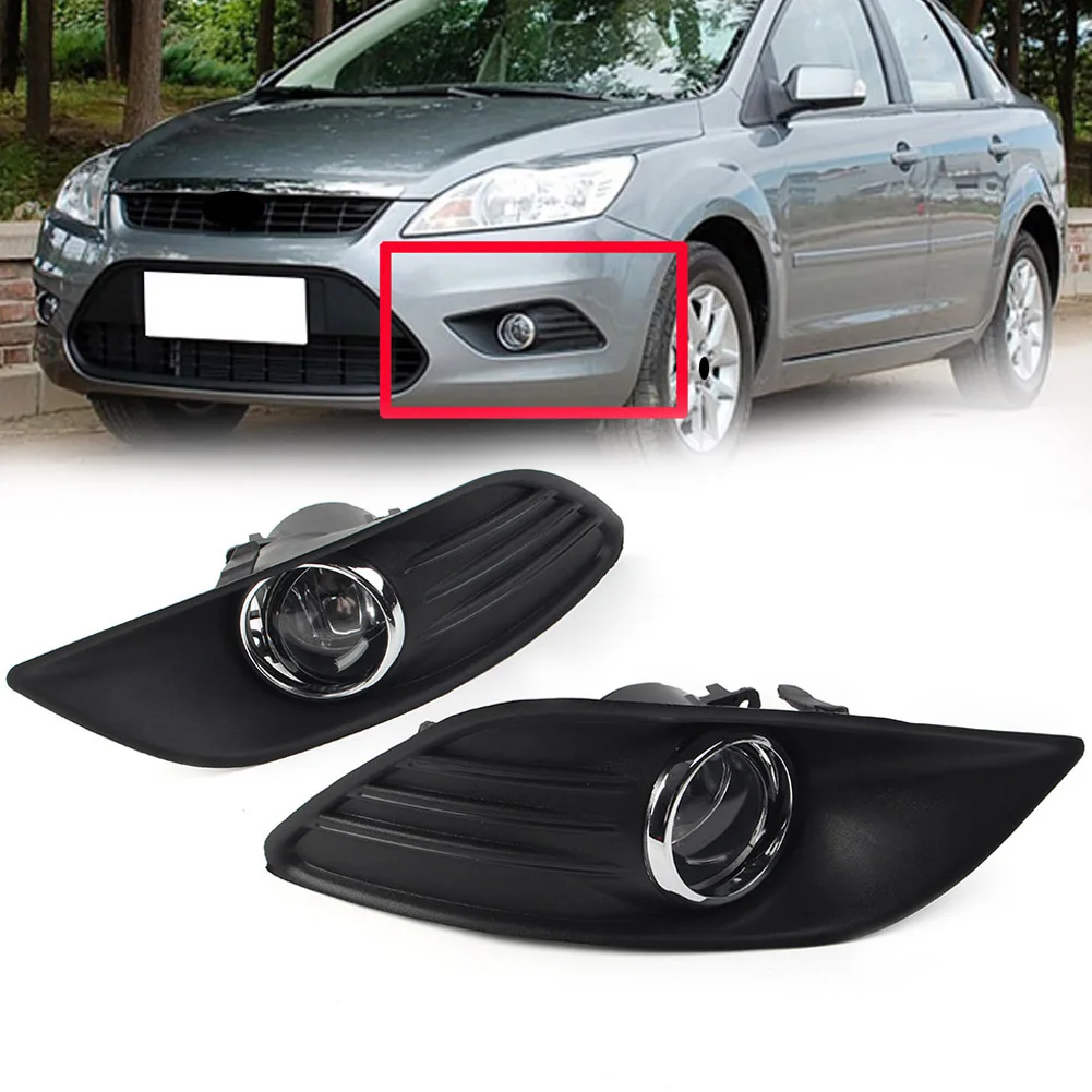 

1Pair Car Front Bumper Fog Lights For Ford Focus MK2 2009-2011 Headlight Fog Lamp Cover Grille Bezel Harness Switch Kits