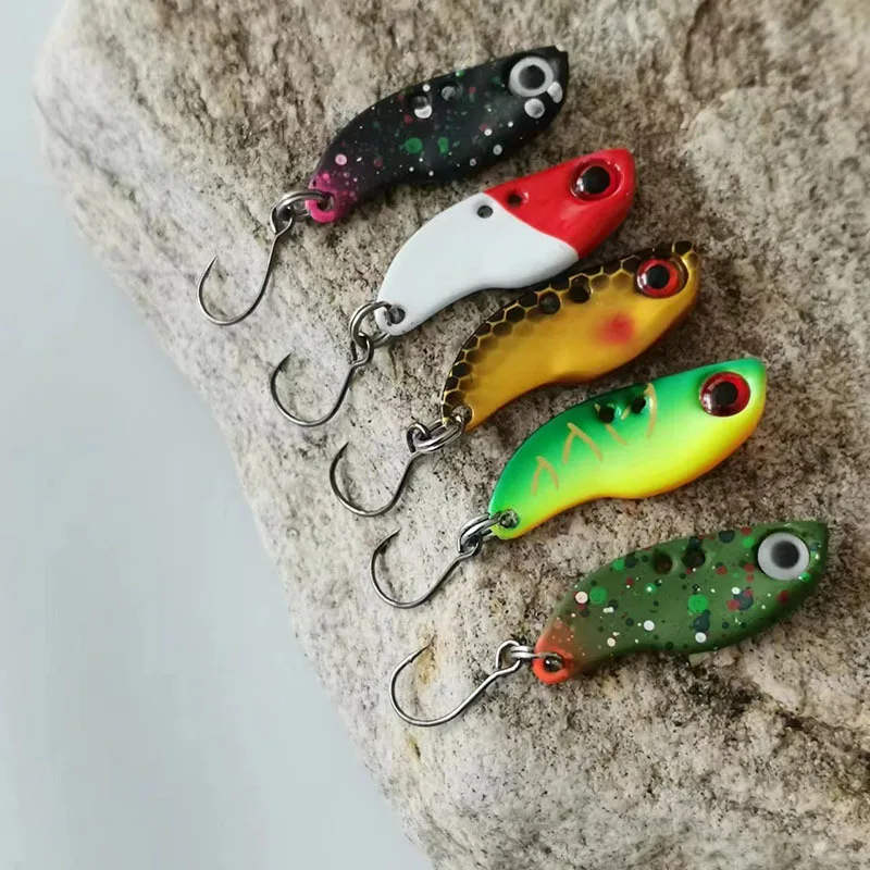 5Pcs Spoonbait 2.5g 3.5g 5g Sinking VIB Fishing Lure Micro Vibrator Metal Jig UV Coating Artificial Hard Bait Stream Trout Bass