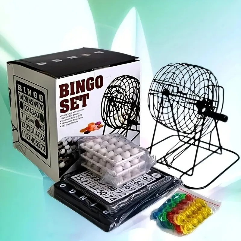 1pc Bingo Lottery Machine Carousel Game Machine Manual Lottery Party Entertainment Bingo Game Cage Set