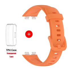Soft Silicone Strap Case and Screen Protector for Band Accessories Replacement Bracelet (Orange-Tr)