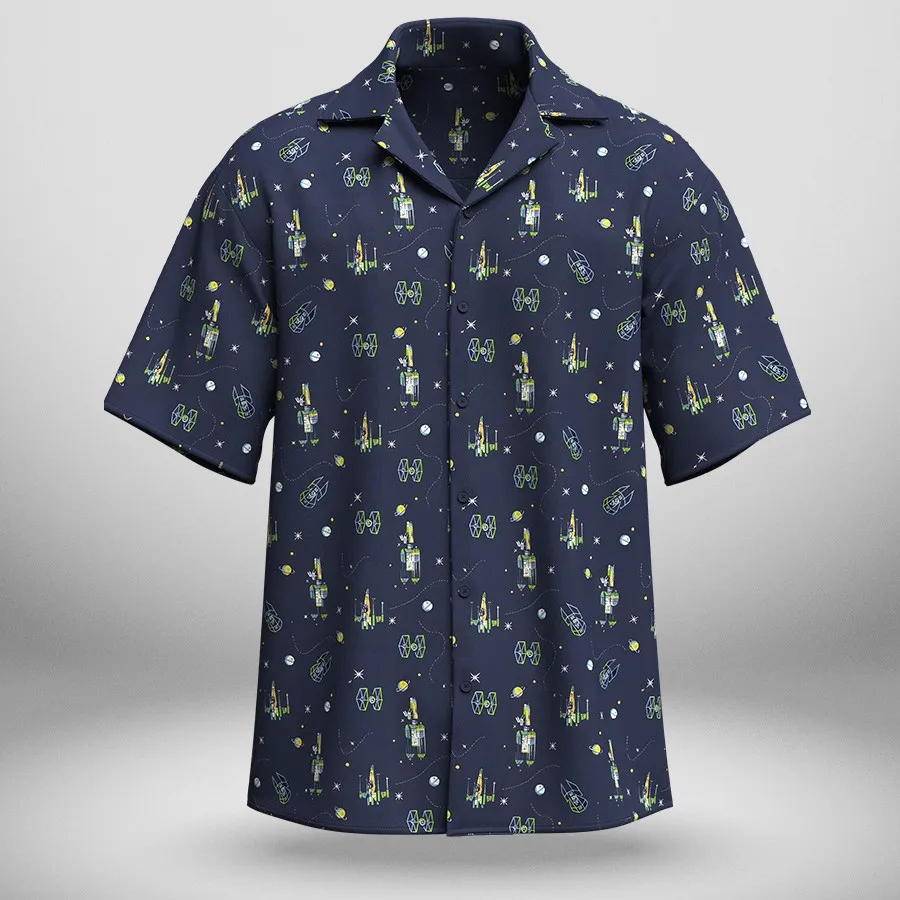 

men's casual clothing V-neck short-sleeved top shirts Spacecraft Hawaiian Shirt