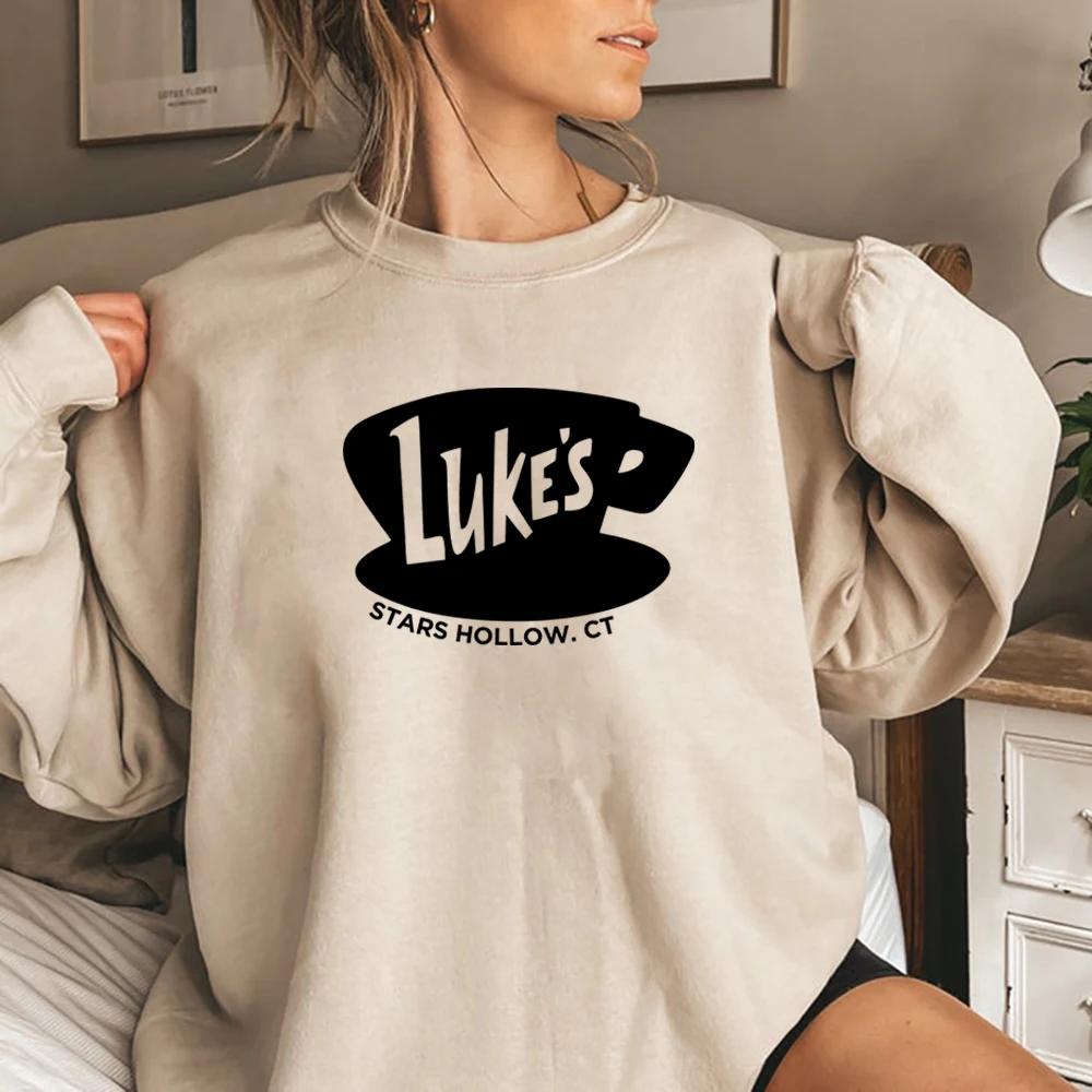 Retro Gilmore Girl Sweatshirt Vintage Lukes Diner Hoodie Star Hollow Pullover Women TV Show Gilmore Girl Crewneck Sweatshirts