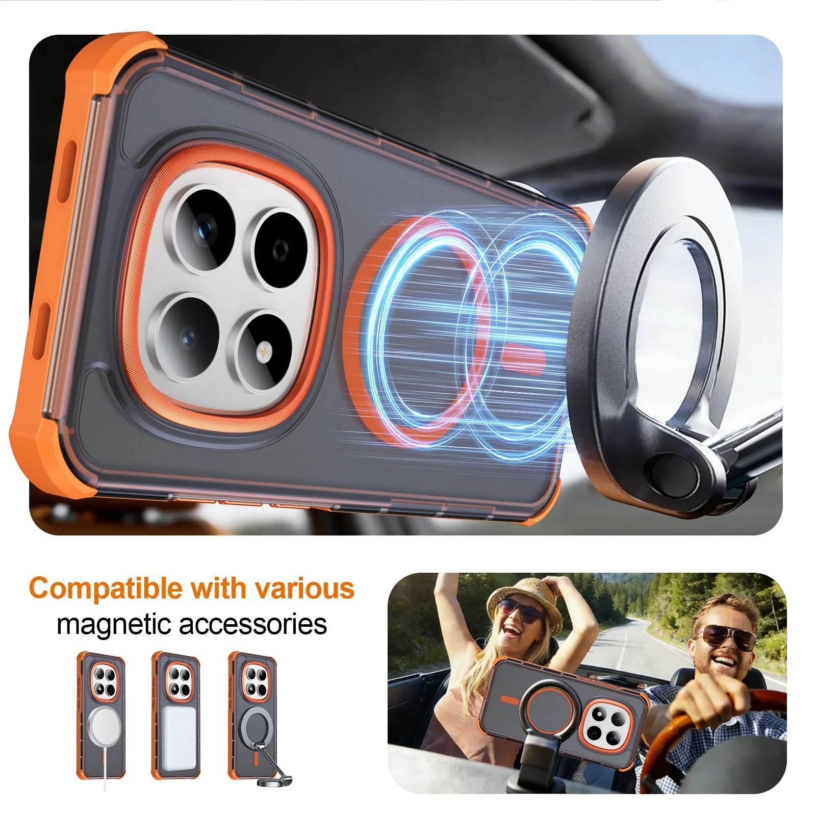 Enhanced Shockproof Matte Magnetic Phone Case with Magsafe Wireless Charging Compatibility