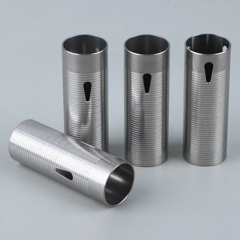 Stainless Steel CNC Ribbed Heat Dissipation Cylinder For Airsoft Ver.2 Gearbox 80%/70%/60%/50% Sport Toy