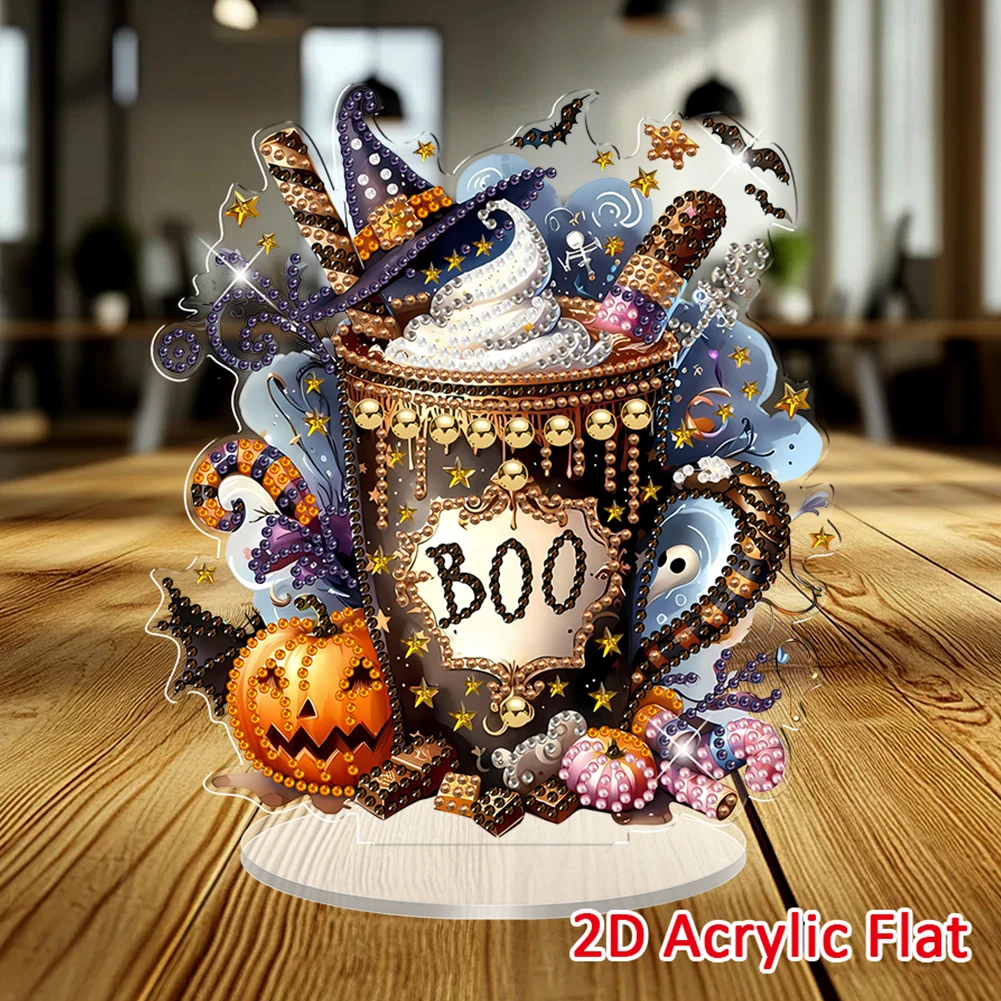 2D Flat Halloween DIY 5D DIY Diamond Art Tabletop Decorations Diamond Painting Desktop Decorations for Home Office Desktop Decor