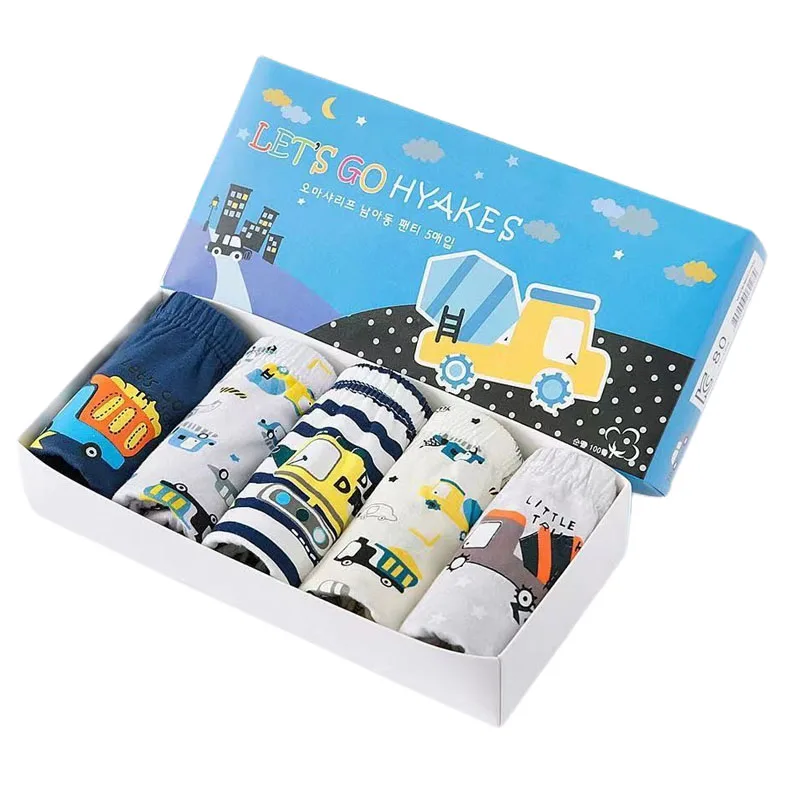 

5 Pcs/Set Children Boys Underwear Soft Cotton Briefs For Boys Cartoon Truck Car Kids Triangle Underpants Breathable Boys Panties