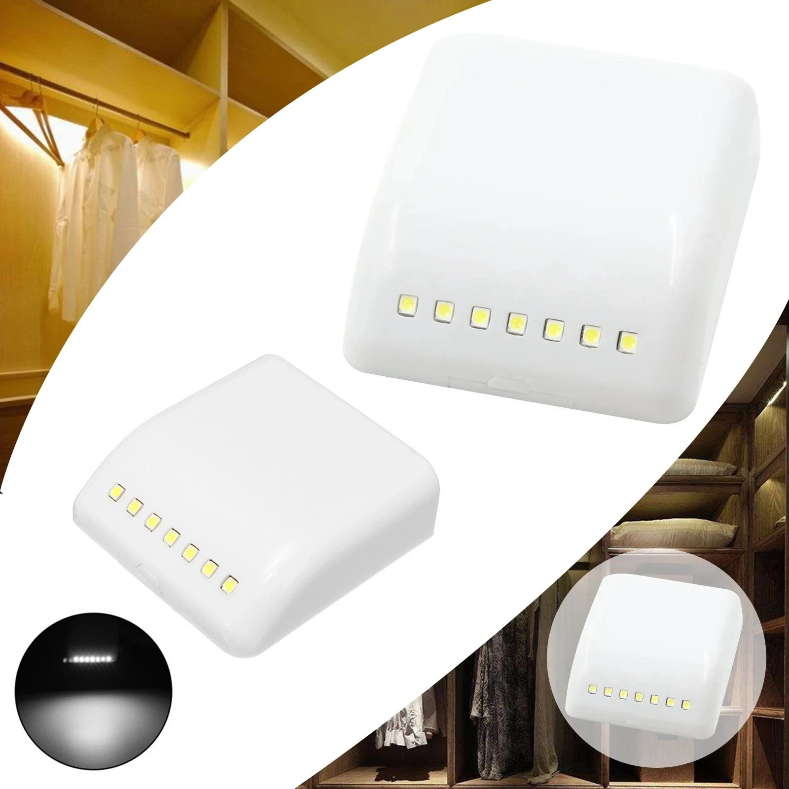 

7 LED Pir Cabinet hinge induction cabinet lamp 7 battery wardrobe wine cabinet furniture accessories white light 6000K