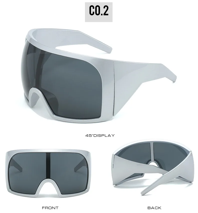 Übergroße Punk-Sonnenbrille für Damen, Luxusmarke, Designer-Sport-Sonnenbrille für Herren, modische einteilige Sonnenbrille, Outdoor-Sportbrille – Detail 12