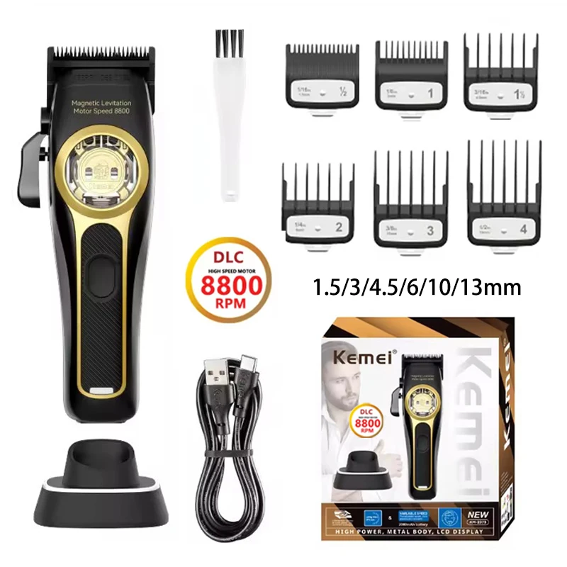 Máquina de cortar cabelo profissional com base de carregamento_voghion.com