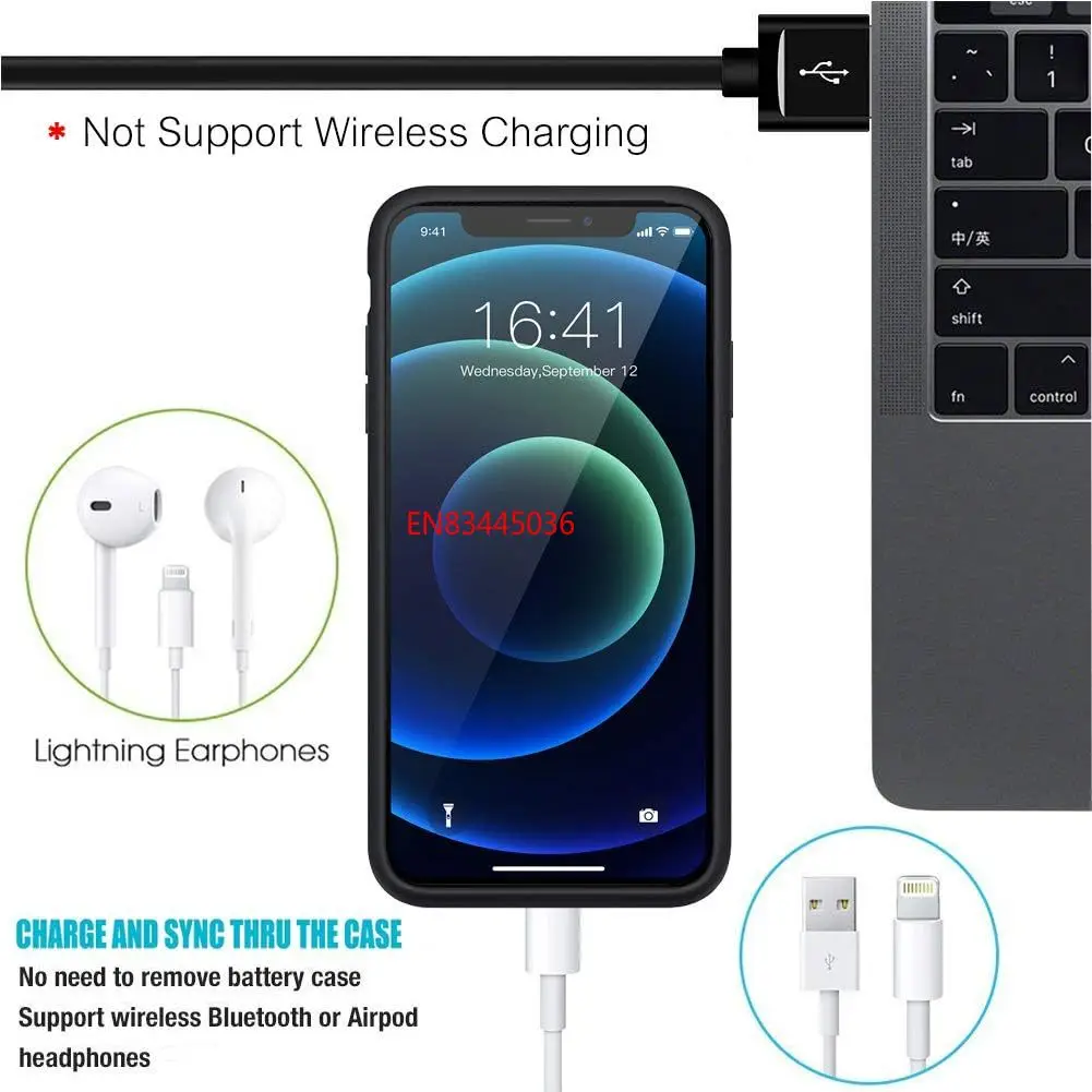 아이폰 11 12 13 14 프로 맥스용 10000mAh 배터리 케이스, 초슬림 충전식 보호 케이스, 확장 배터리 충전기