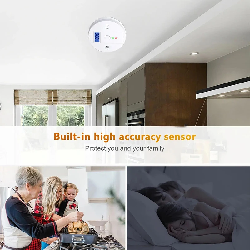 Carbon Monoxide Alarm Carbon Monoxide Alarm Smoke Alarm Co Detector LCD Display Home Wireless Toxic Gas Leak Detector Fire Sound