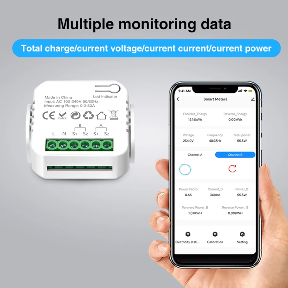 Description Picture 3 of itemFor -Tuya Wifi Intelligent Energy Meter Solar PV System Power Production Consumption Bidirectional Monitoring Meter APP Control