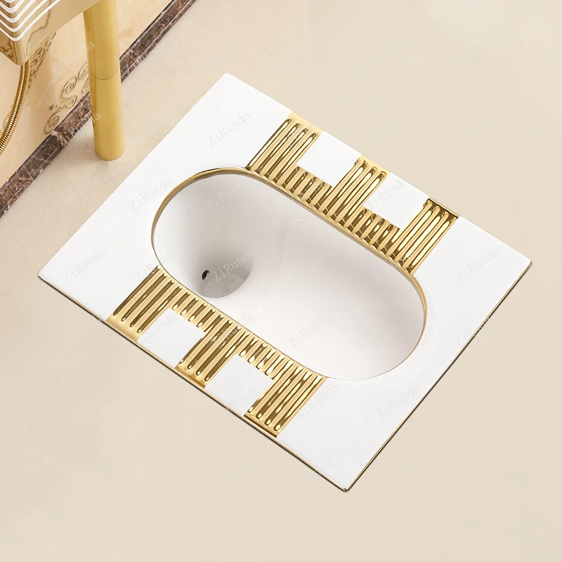 *European Style Golden Squatting Toilet, Squatting Pit Type Flush Tank, Complete Set Of Toilet, Squatting Toilet 6