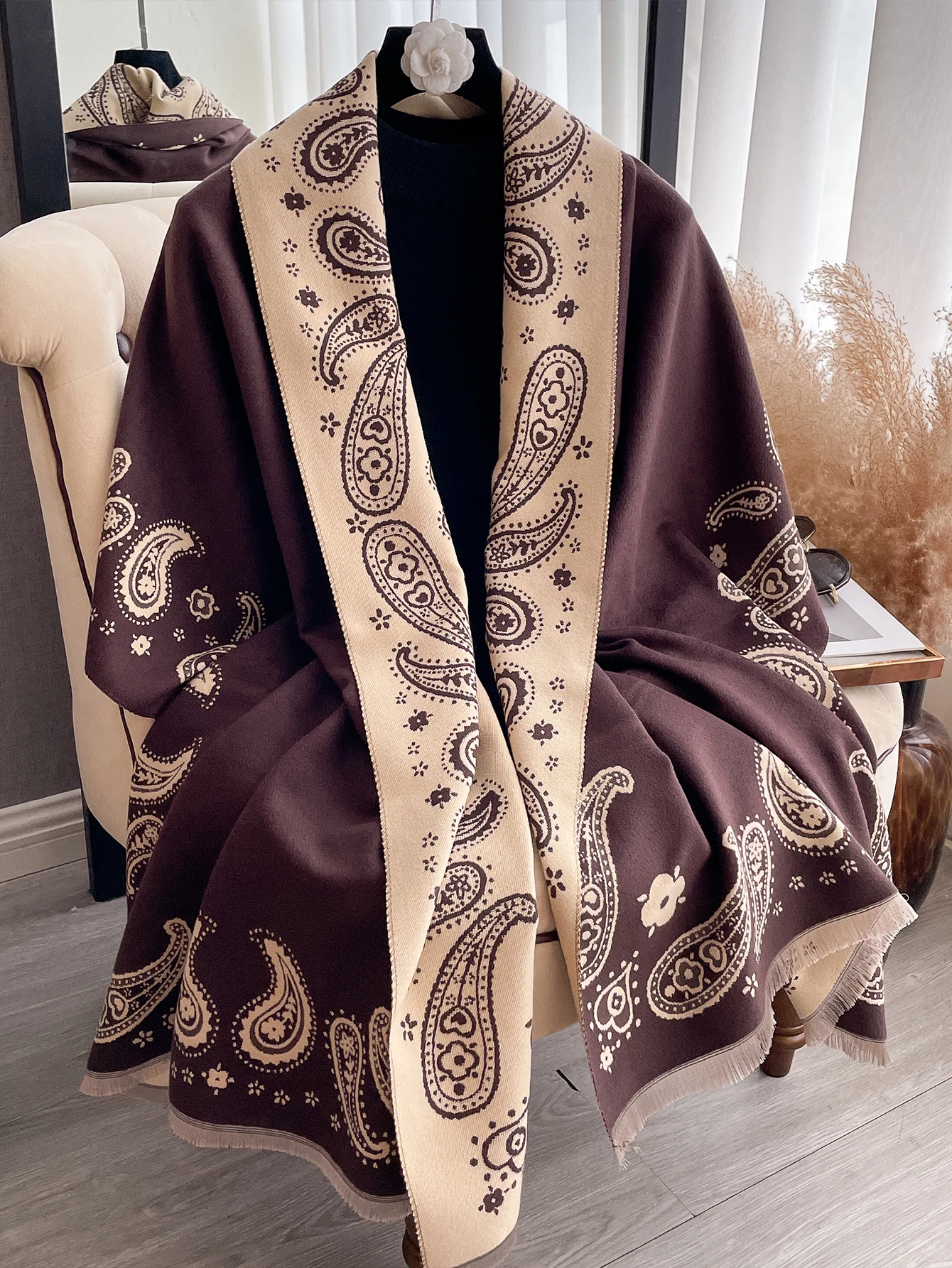 2024 Winter Fashion Women Cashmere Scarf Thick Warm Pashmina Shawls Wraps Jacquard Lady Blanket Echarpe Bufanda Hijab Female New