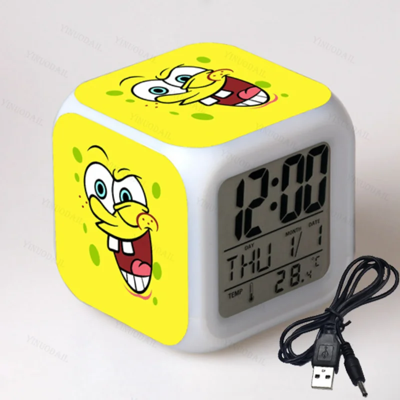 Spongebob Squarepants Sveglia Kid Kawaii Cartoon Led Clock Anime Desk Clock Digital Night Light Bedroom Decor Regalo Di Compleanno