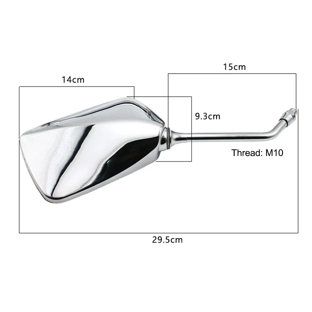 Square Rearview Mirrors 10mm M10 Thread for Motorcycles and Scooters