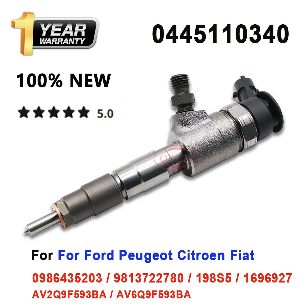 0445110340 9687069280 1980S5 Diesel Injector 0 445 110 340 For Ford Peugeot Citroen Fiat 1.6 TDCI HDI AV2Q9F593BA AV6Q9F593BA