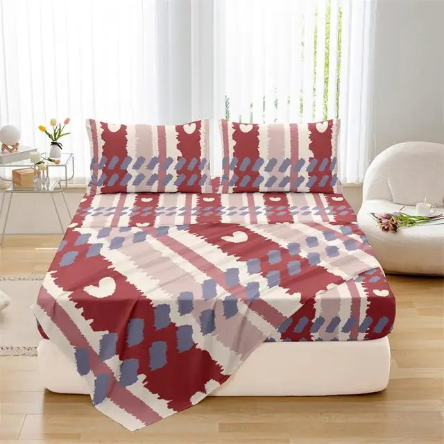 Ensemble de draps et taies d'oreiller brossés, imprimé sur le thème d'amour, Queen Size, housse de lit respectueuse de la peau avec taies d'oreiller pour toutes les saisons 1