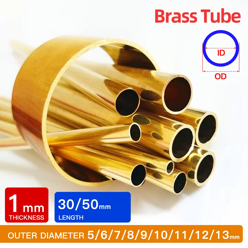 Messingrohr, 1 mm Wandstärke, 5–13 mm Außendurchmesser, Messingrohr, 30–50 mm Länge, gerades Rohr, Kupferrohr, dünnwandig, kleiner Durchmesser, DIY – Detail 1