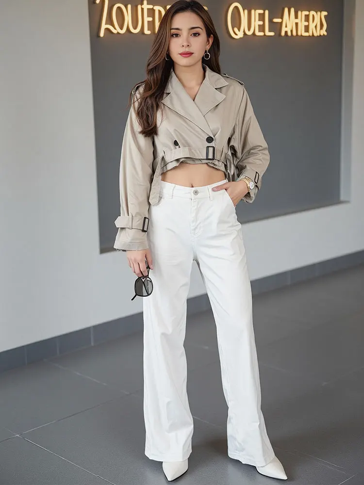 HH Women Casual Trench Outwear With Belt Vintage Solid Notched Neck Long Sleeve Jacket Autumn Fashion Lady Streetwear Coat