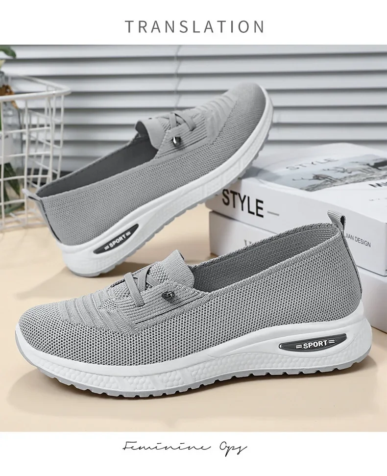 Womens Breathable Casual Walking Shoes - Fitness Flats in Pink Size 36-43