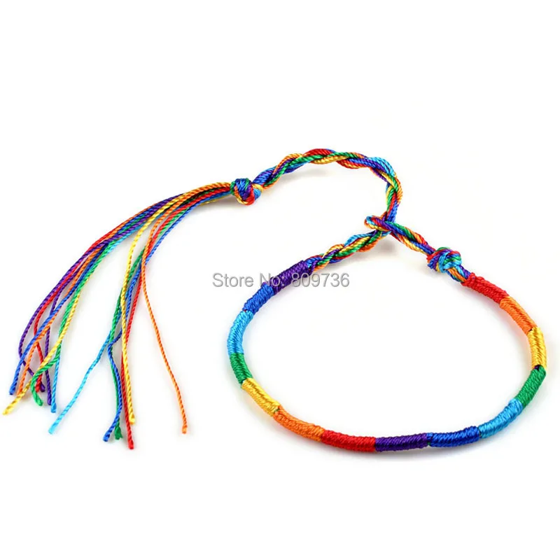 Bracelet Jewelry 100Pcs /Set Rainbow Color Mix Braid Friendship Bracelets for Women Gift DIY Handmade Rope Bangles