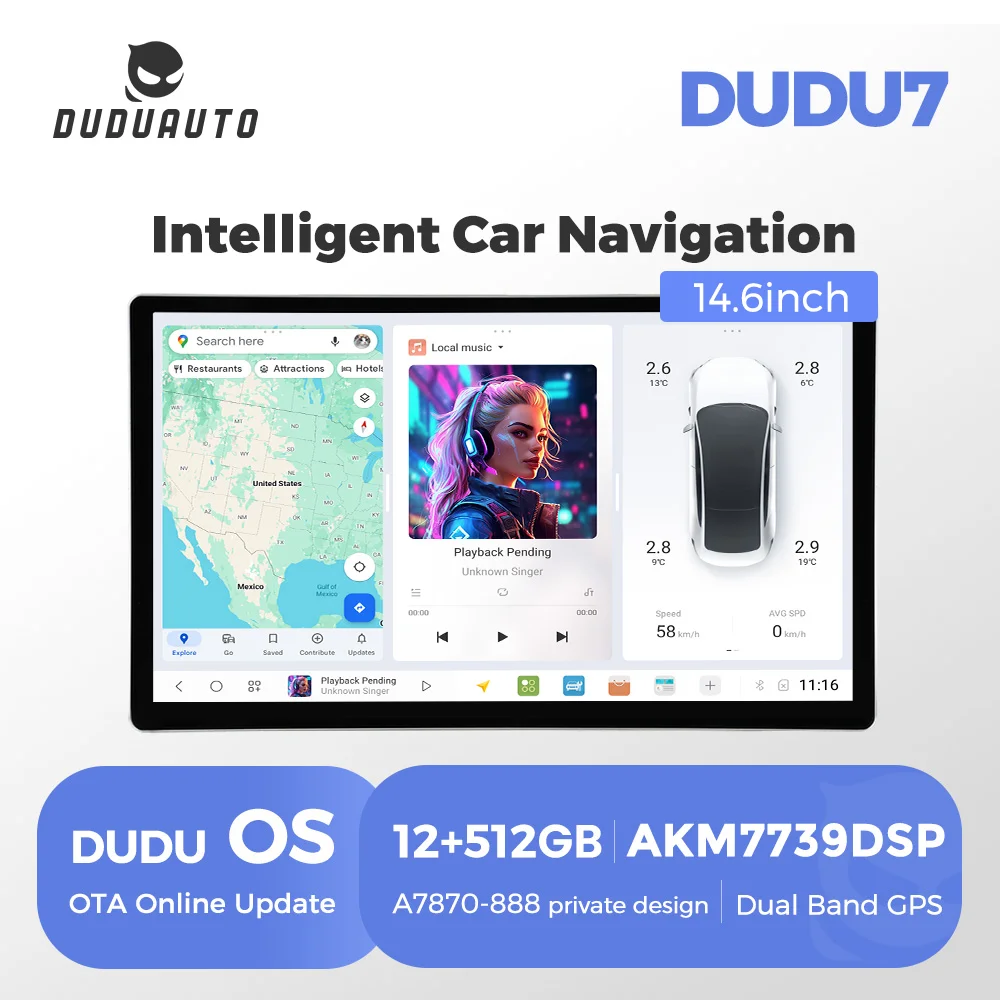 DUDUAUTO DUDU7 14.6-Inch Android 13 Car Radio Multimedia Video Player ...