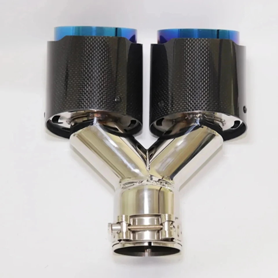 Glossy Carbon Fiber Exhaust Tip AKRAPOVIC Style – 3/3.5/4/4.5 Inch Blue Tailpipe