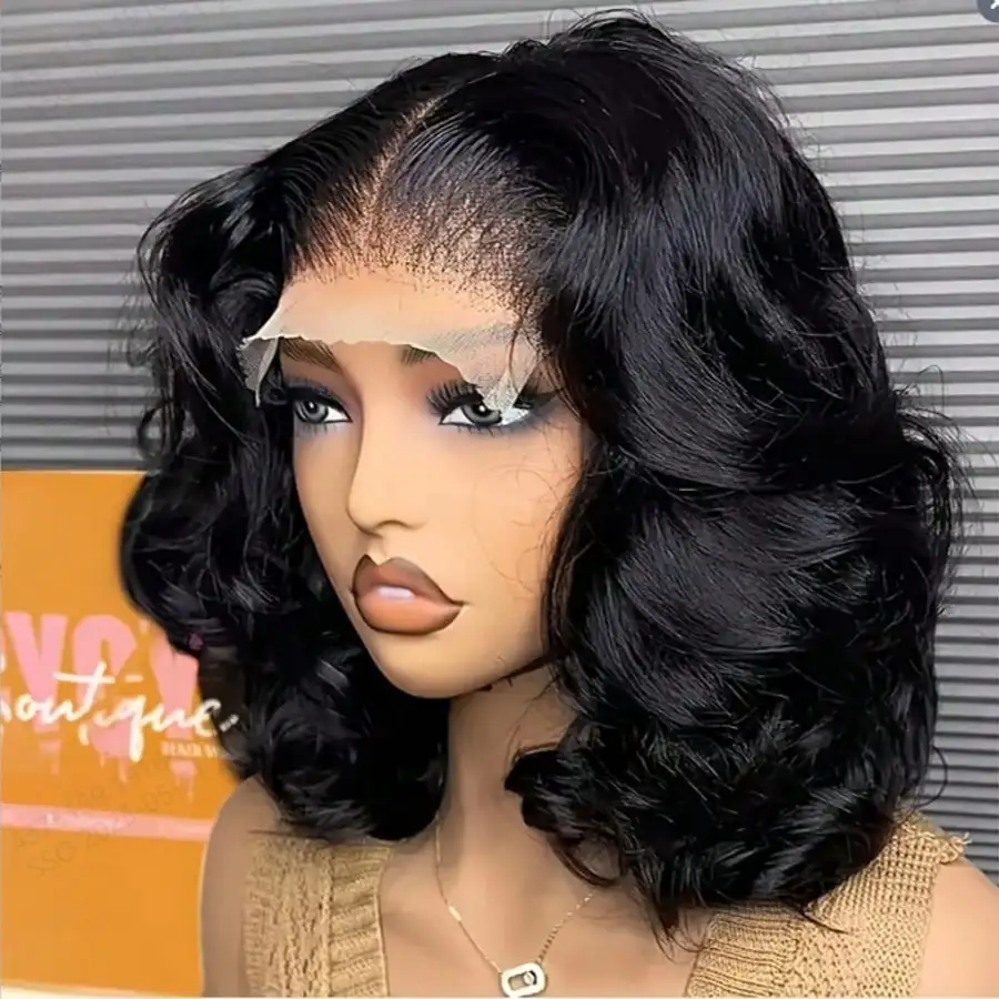 16 Inch 13x4 Body Wave Lace Front Human Hair Bob Wig Pre Plucked Wear and Go Short Wave Human Hair Wig for Women 1