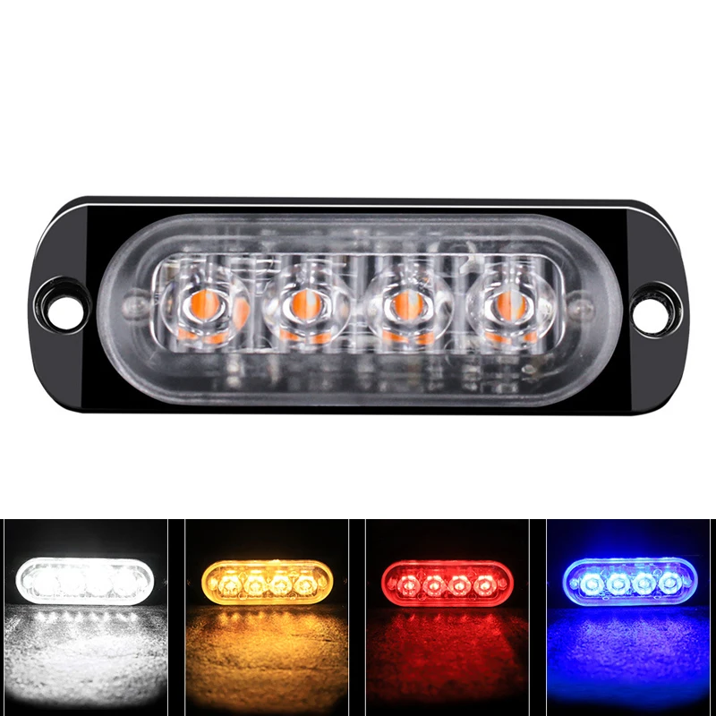 

4LED Car Strobe Warning Light Grill Flashing Breakdown Emergency Light for 12v Truck Trailer Police Beacon Lamp Signal TAILLIGHT