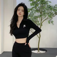 Knitted Sweater Solid Color Long-Sleeved V-Neck Tops Spring Fashion Korean Style Simple - Image 2