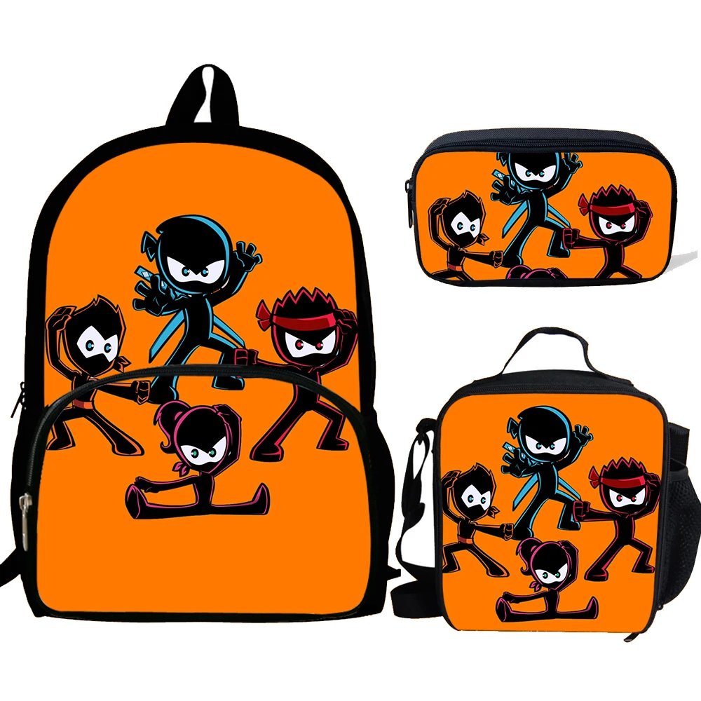 Cute Cartoon N-NINJA KIDZ Child School Backpack With Thermal Cooler Lunch Box Pencil Bags School Bags for Boys Girls Best Gift 3