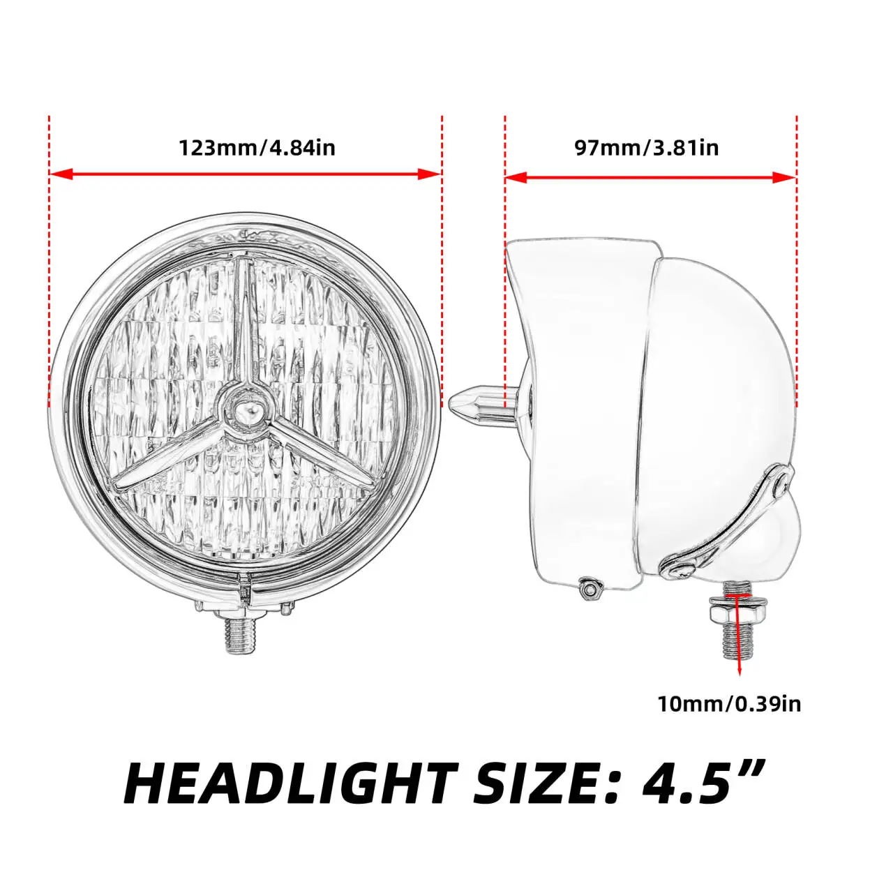 4.5" One Pair Chopper Bobber Harley Lucas Tri Bar Bullet Headlight trim Rim Cover