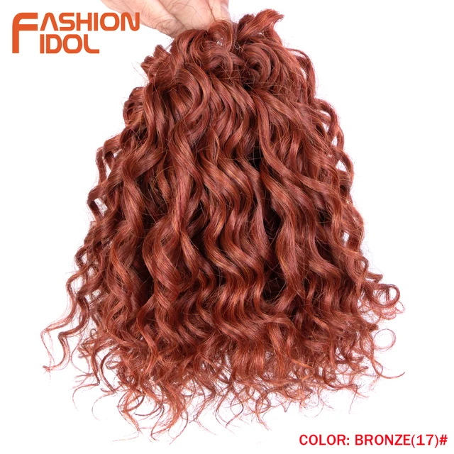 10 Inches Deep Wavy Twist Crochet Hair Synthetic Afro Curly Hair Crochet Braids High Temperature Fiber Braiding Hair Extensions BRONZE(17)
