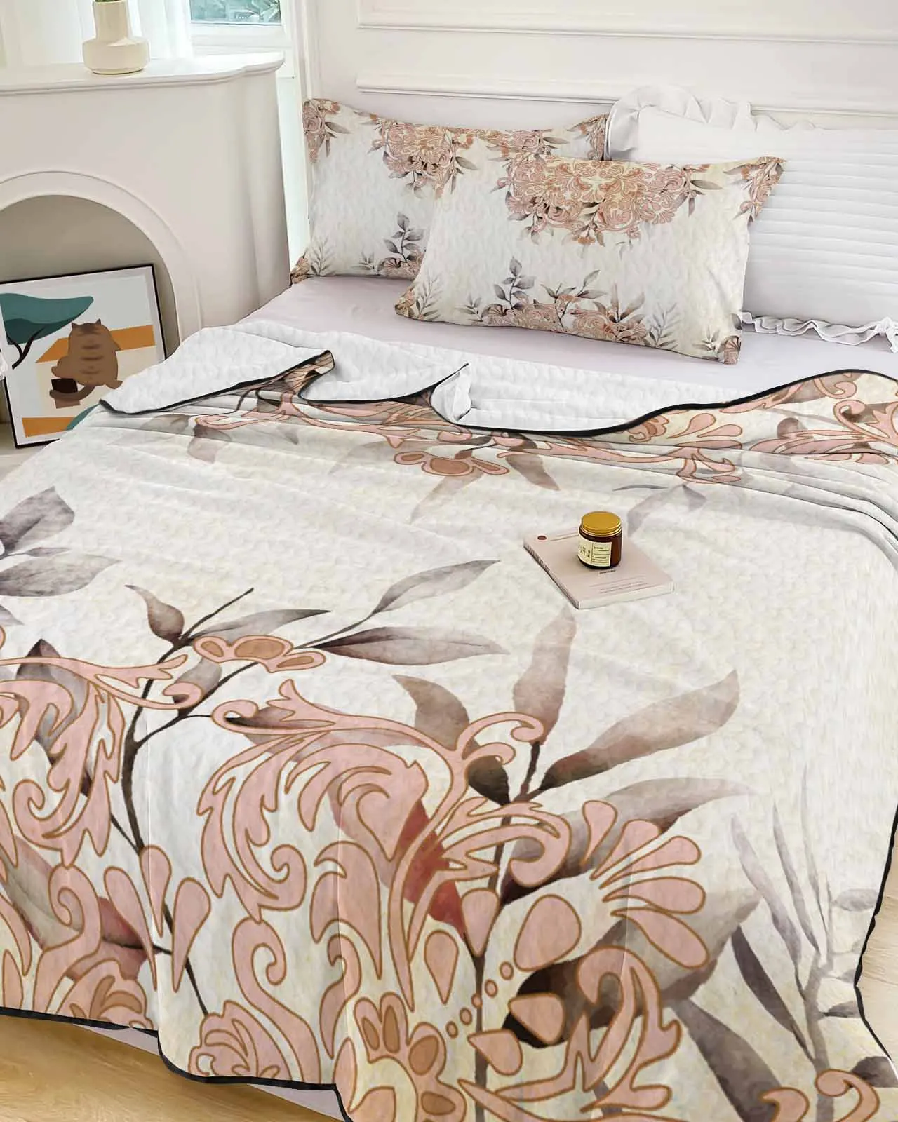 

Персидское одеяло с узором акварельными листьями, летнее охлаждающее одеяло, комфортное легкое тонкое одеяло для спальни