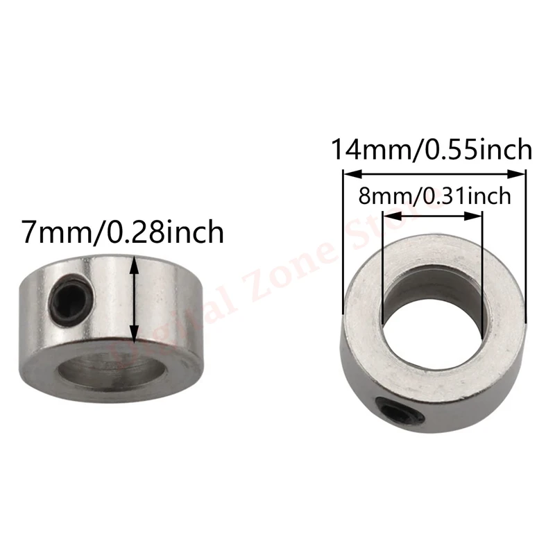 Collar de bloqueo de impresora 3D, bloque de aislamiento de acero inoxidable, columna de aislamiento de eje de 8mm, anillo de bloqueo de tornillo de plomo T8, 10 piezas