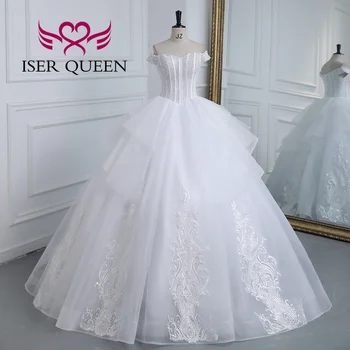 Abito da sposa personalizzato con perline di cristallo per le donne Abito da ballo con applicazioni ricamate in pizzo Abito da sposa principessa Stile europeo WX0322