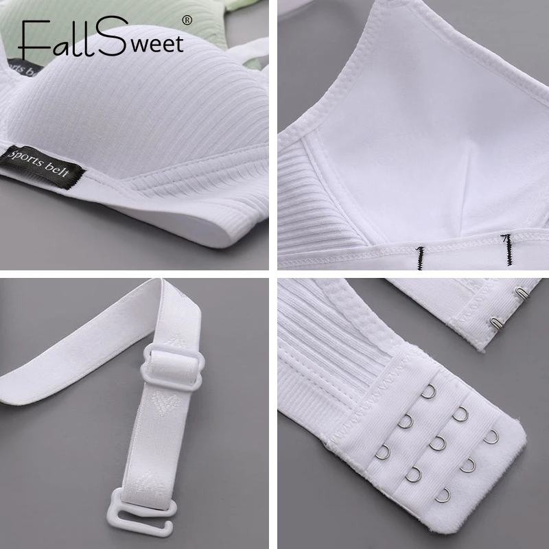 FallSweet Push Up Bra for Women Wireless Cotton Bras Comfortable Solid Color Girls Brassiere Sexy Lingerie 32-38AB 5