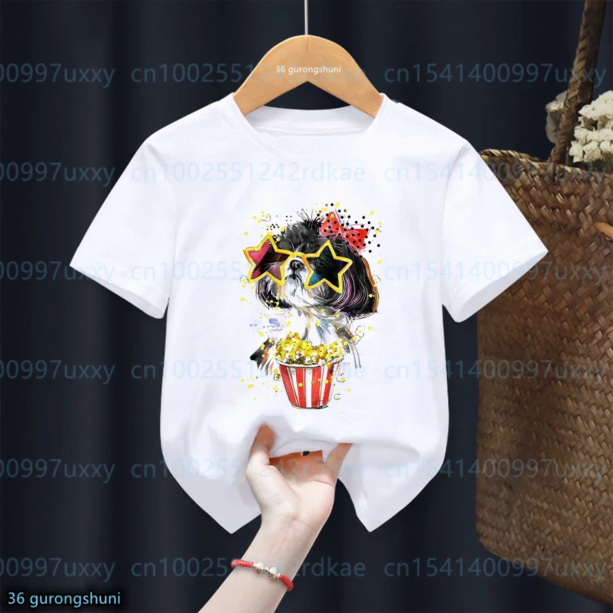 Fashion New Girls T-Shirt Funny Watercolor Knight Poodle,Dog Animal Print Tshirt Cute Kids Tshirt Kawaii Girls Clothes Wholesale