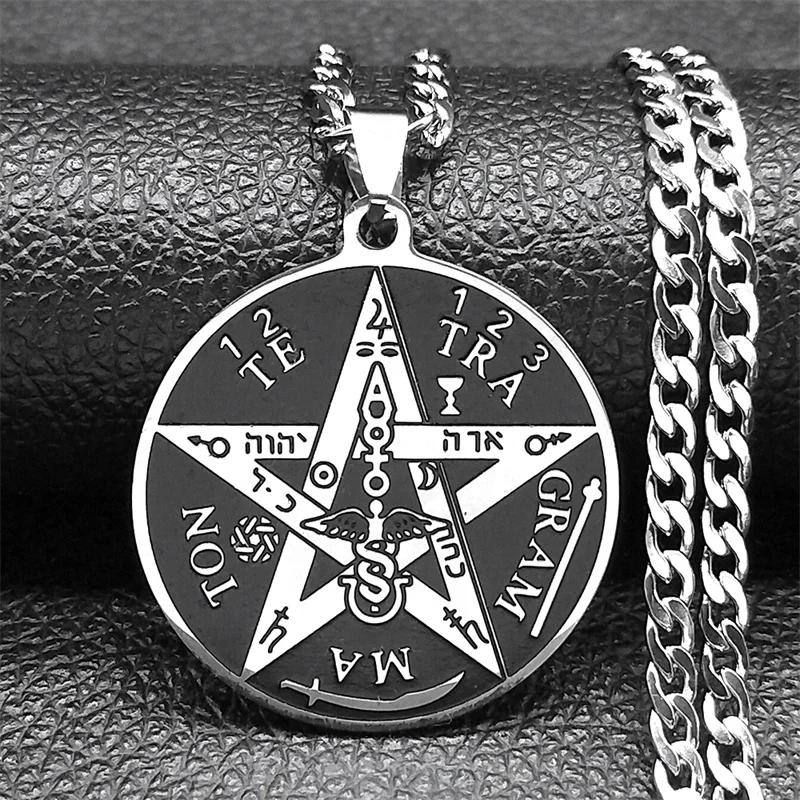 Pentagramm von Solomon Tetragrammaton Anhänger Halskette für Damen Herren Edelstahl Goldfarbe Pentagramm Jüdischer Kettenschmuck – Detail 16