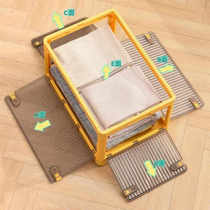 Large Capacity Storage Box Foldable Closet Organizer Stackable Sundries Organizer with Wheels Home Storage Books Snack Toy Bin