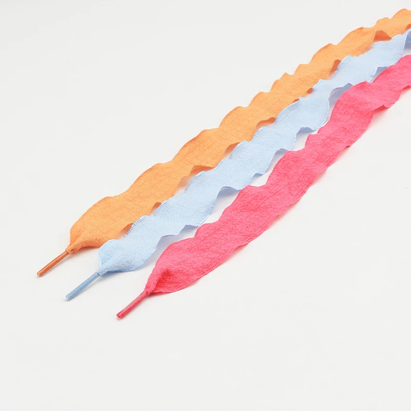 Flat Silk 2.5CM Width Shoelaces for Sneaker Colorful Fishtail Pleated Shoelace Ruffled Single-layer Shoe Laces Shoes Accessories
