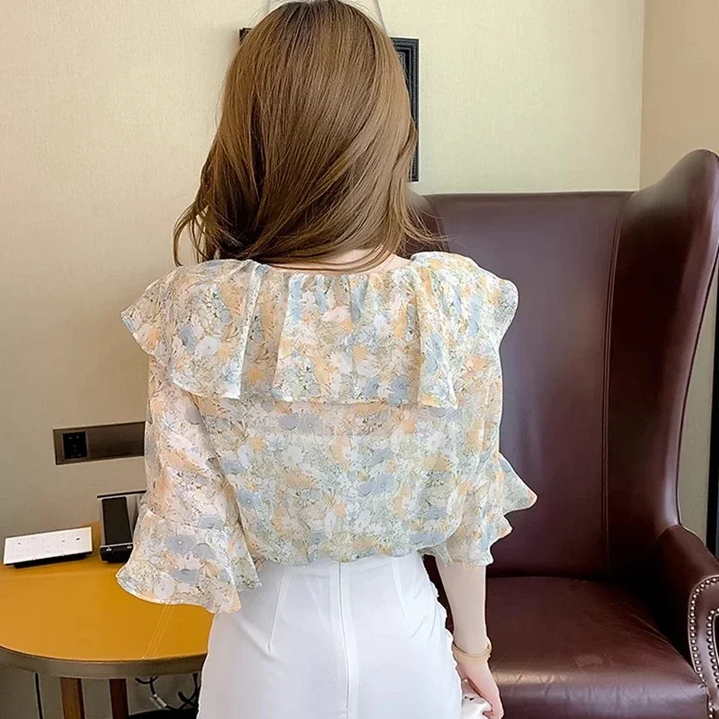 Chemisier Femme En Mousseline Manches Courtes Avec Nœud - Col V, Style Travail Ou Décontracté, Neuf Avec étiquettes
