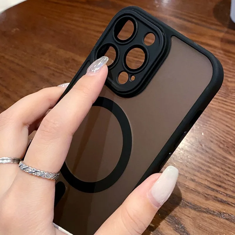 Sleek Translucent Magnetic Matte Case with Magsafe Wireless Charging and Shockproof Protection