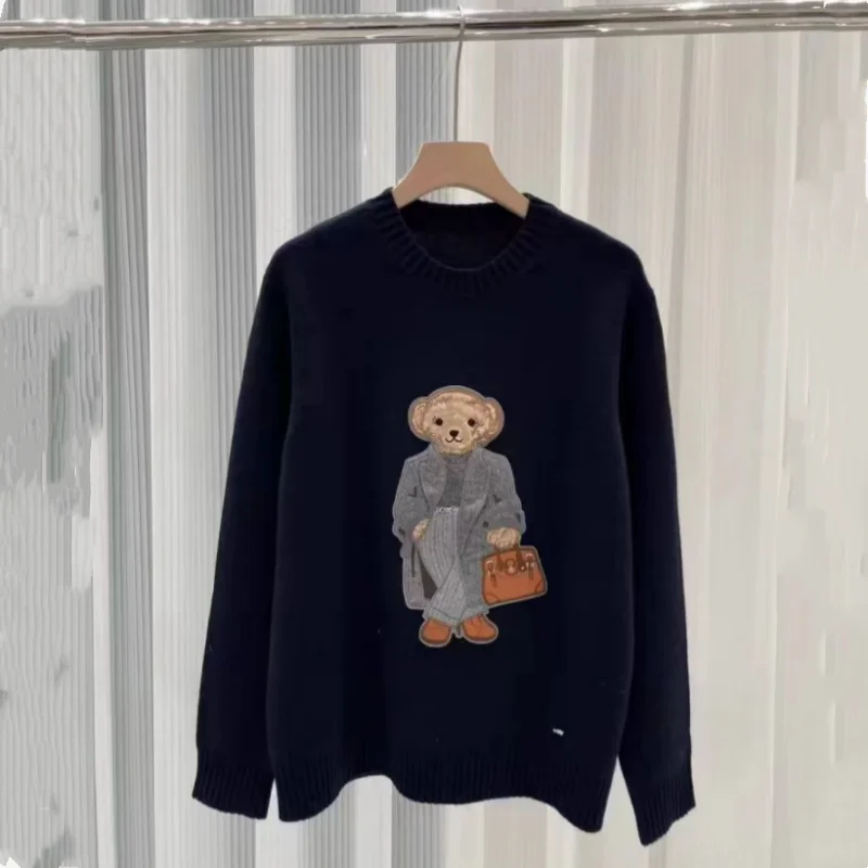thumbnail image 1 of Suéter de cachemira de primavera para mujer Suéter Ralph Bear Suéter elegante informal holgado con cuello redondo Suéter de punto para mujer Lauren Bear 2024 Nuevo, 1 of 5