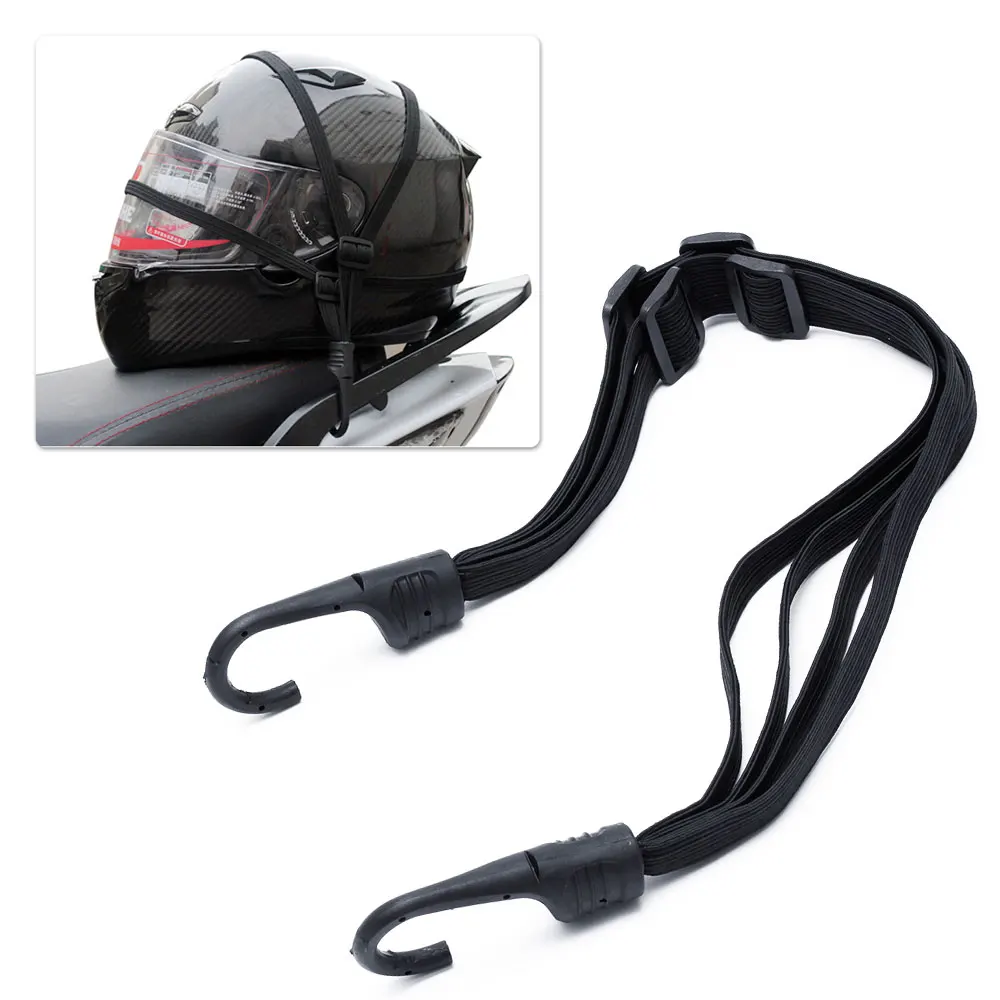 

Motorcycle Helmet Luggage Rope Retractable Elastic Rope Strap Bungee Cord Motorcycle Bandage Strapping Tape with 2 Hooks