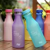 500ML Portable Candy Color Scrub Plastic Water Bottle Letter Print Leakproof Outdoor Sports Readily Cup 2