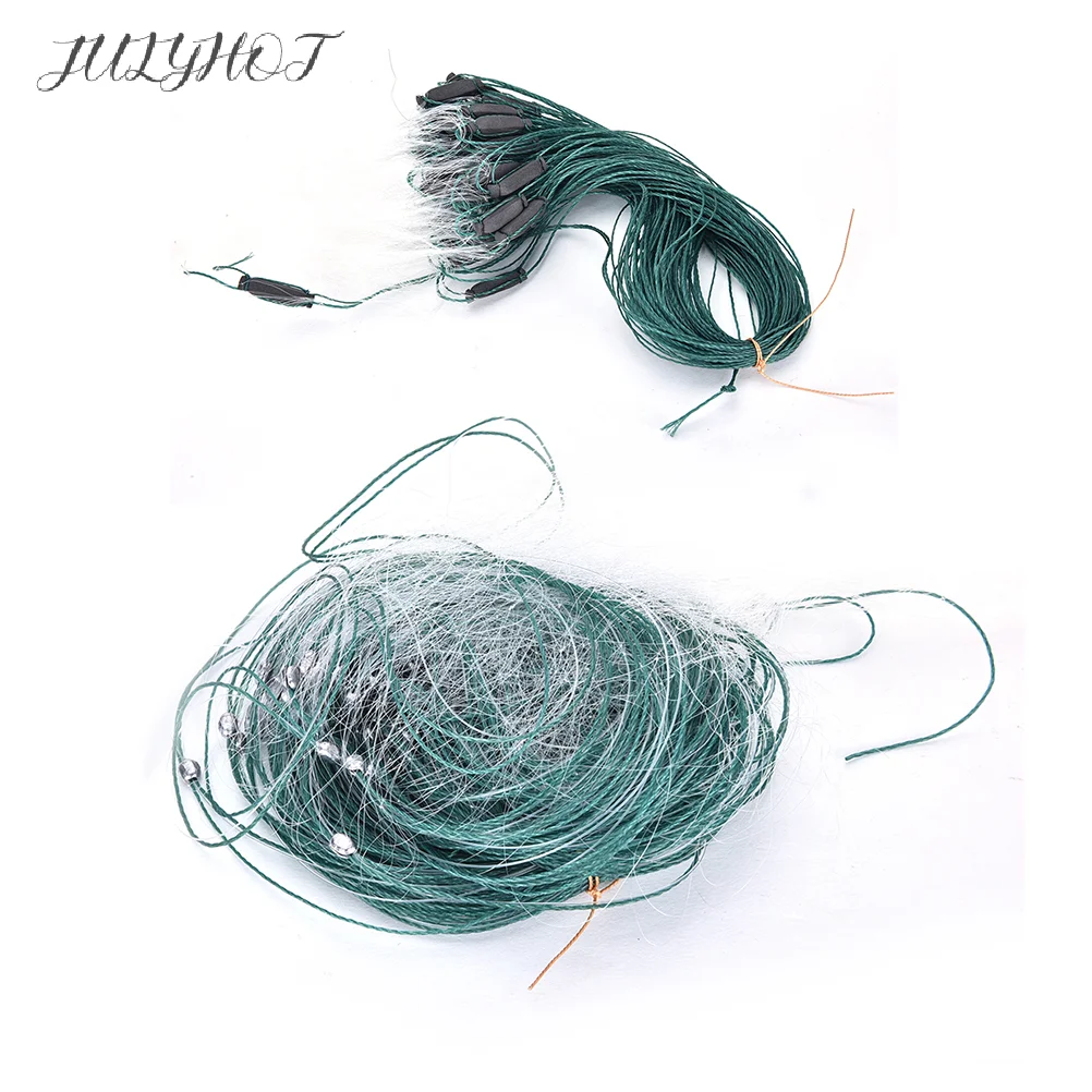 25m 3 Layers Monofilament Gill Fishing Net with Float Fish Trap Fishing Tools