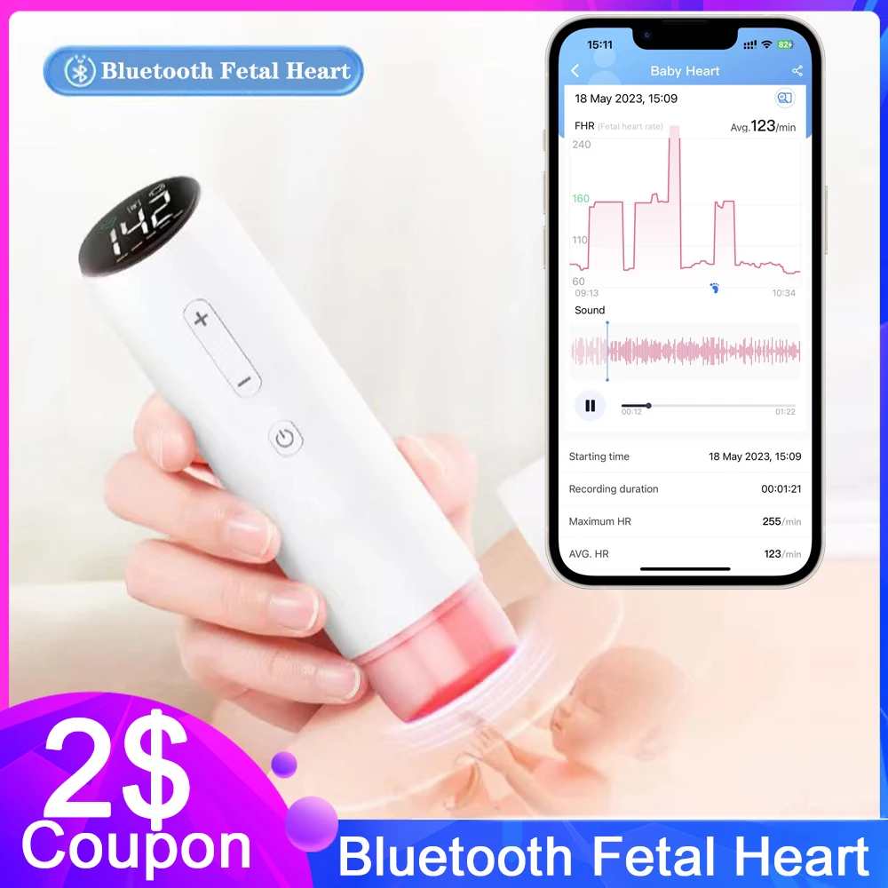 Bluetooth Doppler Fetale A Pagamento Doppler Ad Ultrasuoni Incinta Cardiofrequenzimetro Fetale Baby Heart Voice Record 0 Radiazioni